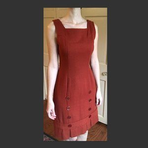 1920s Style Orange Wool Drop Waist Flapper Dress